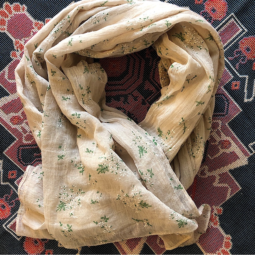 Long gauzy floral scarf